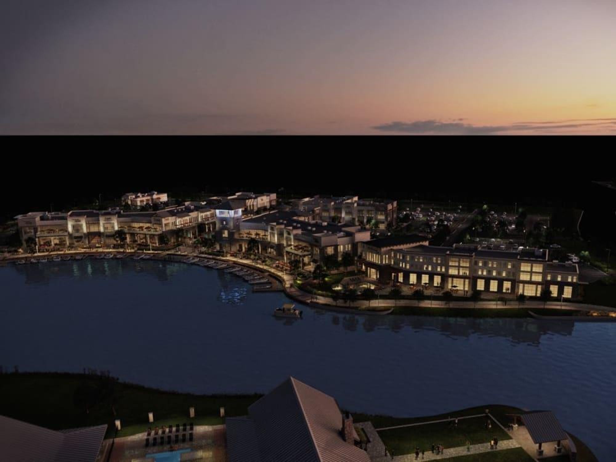 Boardwalk at Towne Lake night rendering