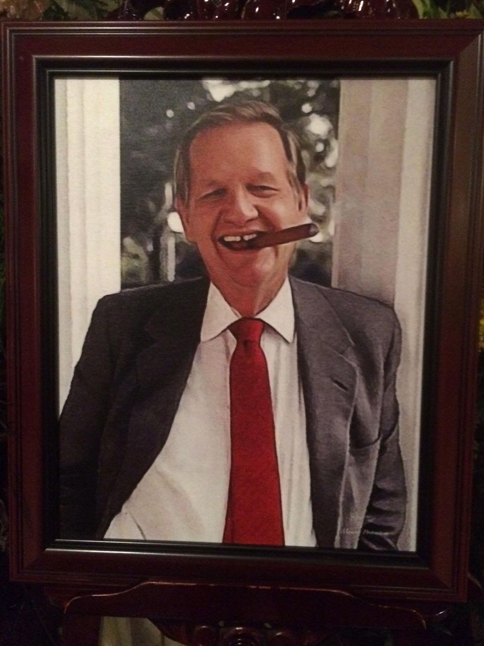 Bob Lanier photo in foyer of Geo H Lewis funeral home