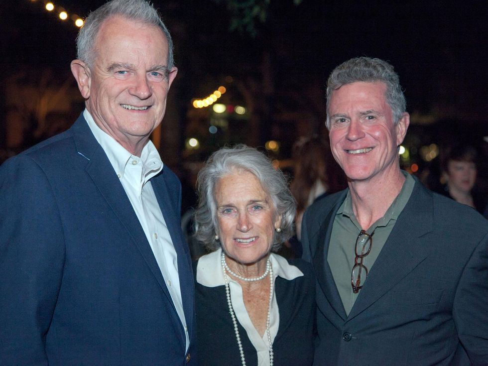 Bob Richter, from left, Olive Hershey and Frank Briscoe at Rothko Chapel's Moonrise Party on the Plaza October 2013