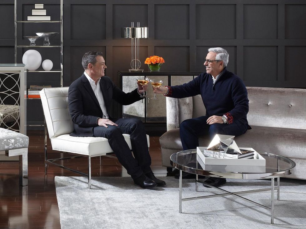 Bob Williams, left, and Mitchell Gold in 25th anniversary toast October 2014