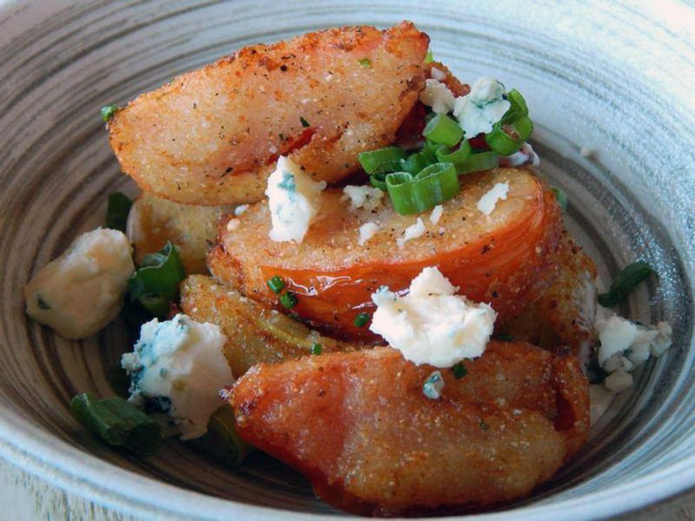 Bradley's Fine Diner HRW Southern fried tomatoes July 2014 with house made buttermilk ranch