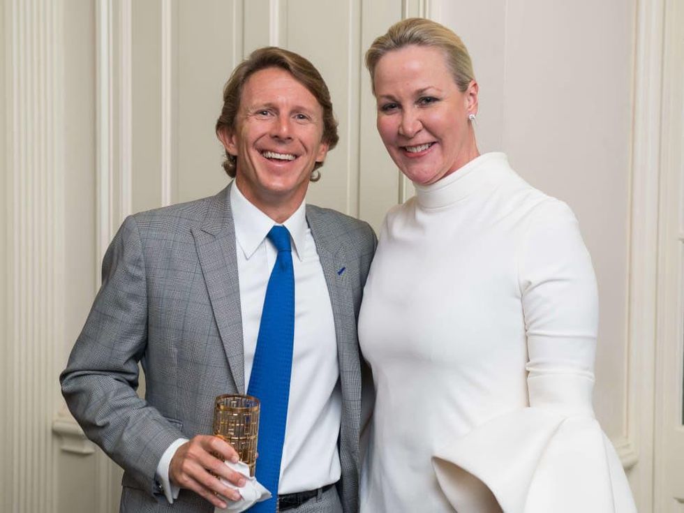 Brady Knight, Sara Dodd at Lynn Wyatt dinner honoring Brandon Maxwell