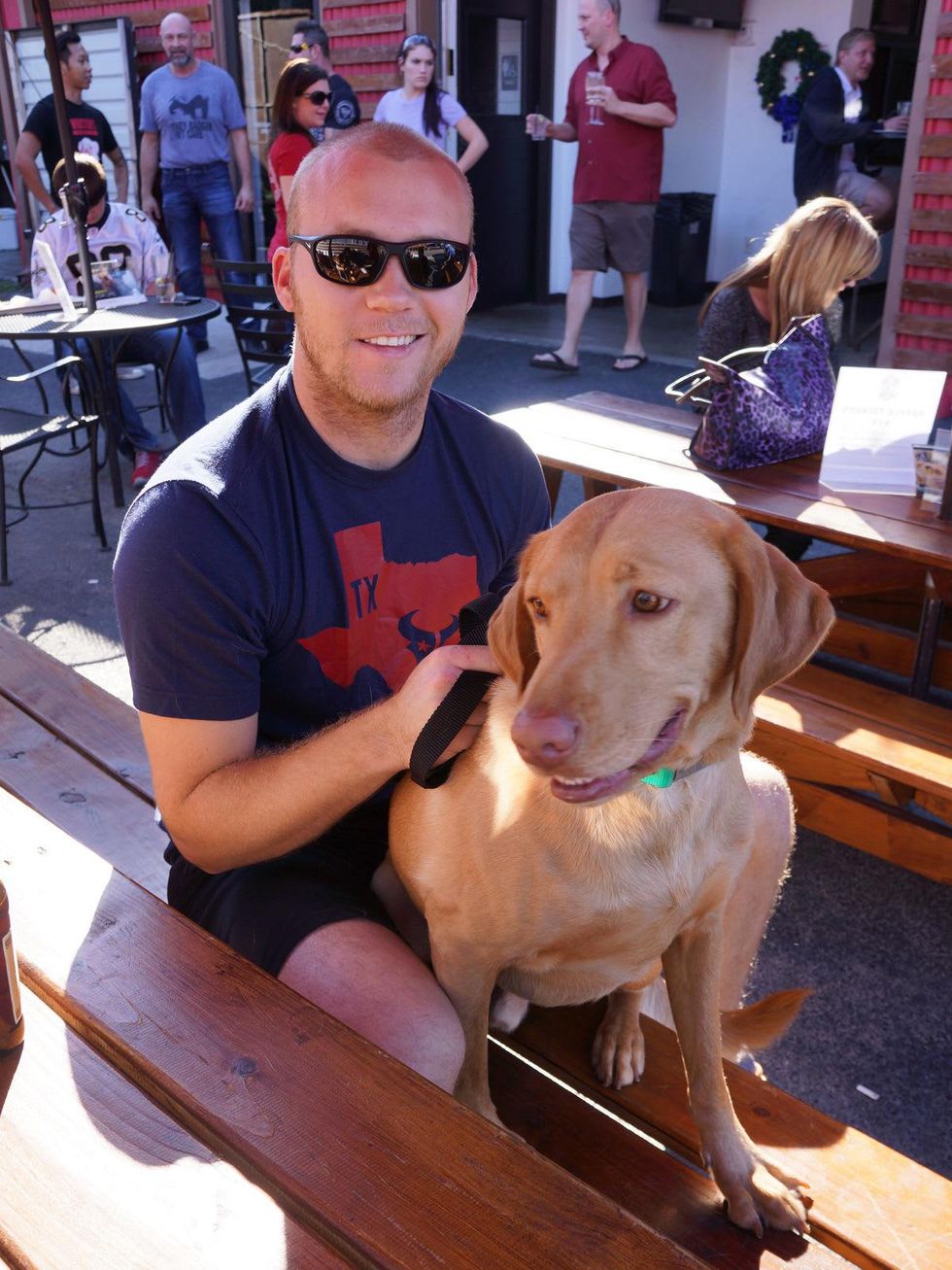 Brandon Bergeron and Bowser at Friends for Life Texans TAILgate party November 2013