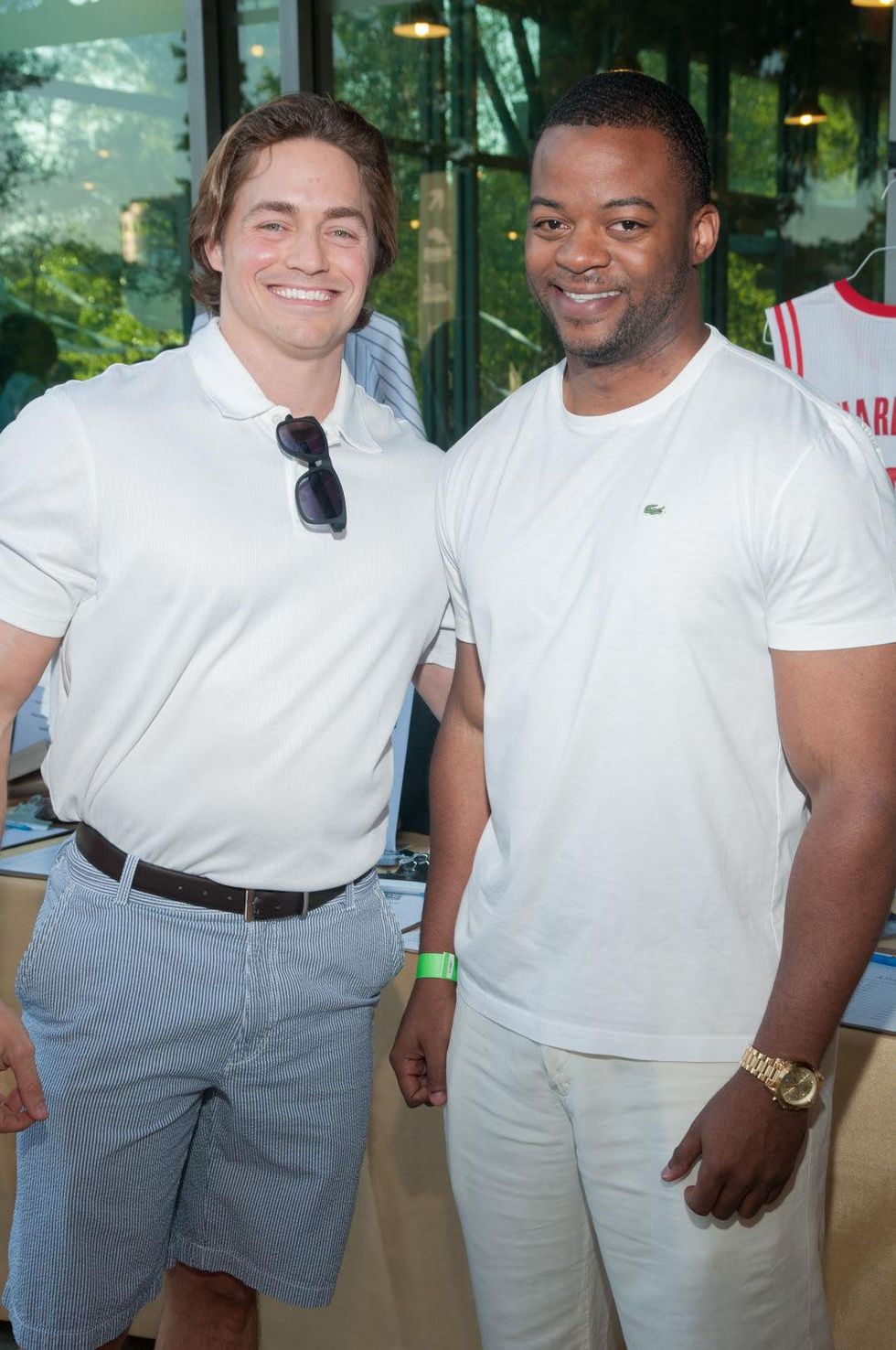 Brandon Siegmund, left, and Evan Hawkins at the Urban Green Birthday en Blanc May 2014