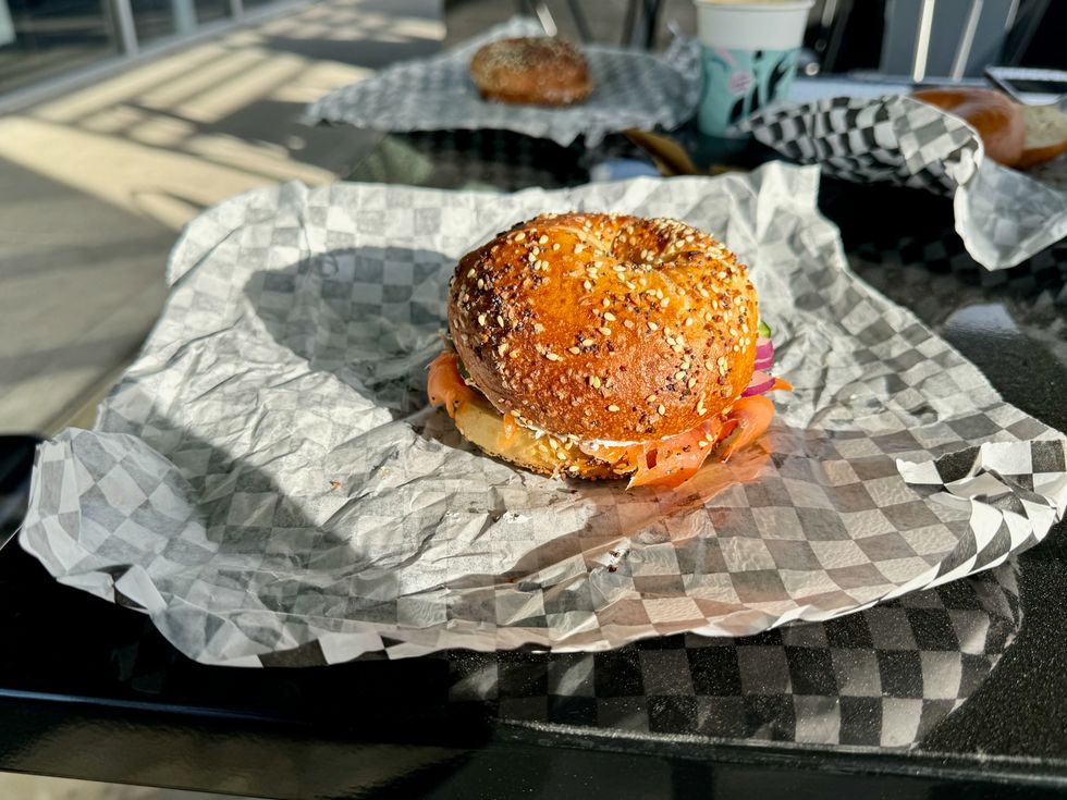 Brazos Bagel lox sandwich