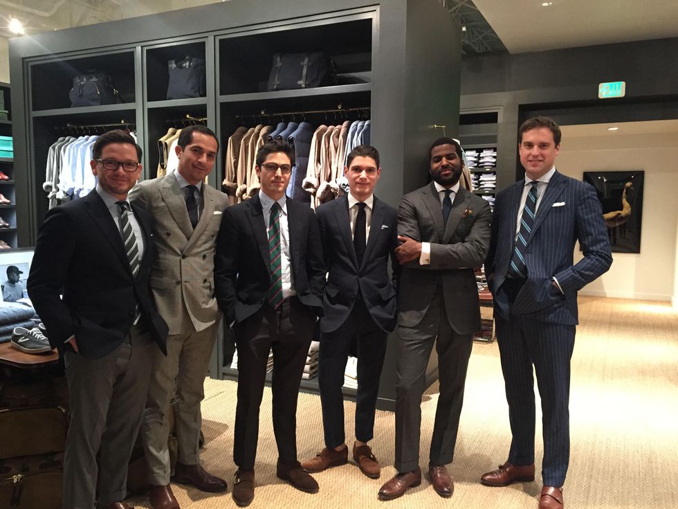 Brent Torres, from left, Francisco Garcia.John Calvar, Jonathan Burgos, Amechi Ugwu and Justin Leitch at Sid Mashburn + Ann Mashburn Houston Anniversary Party December 2014