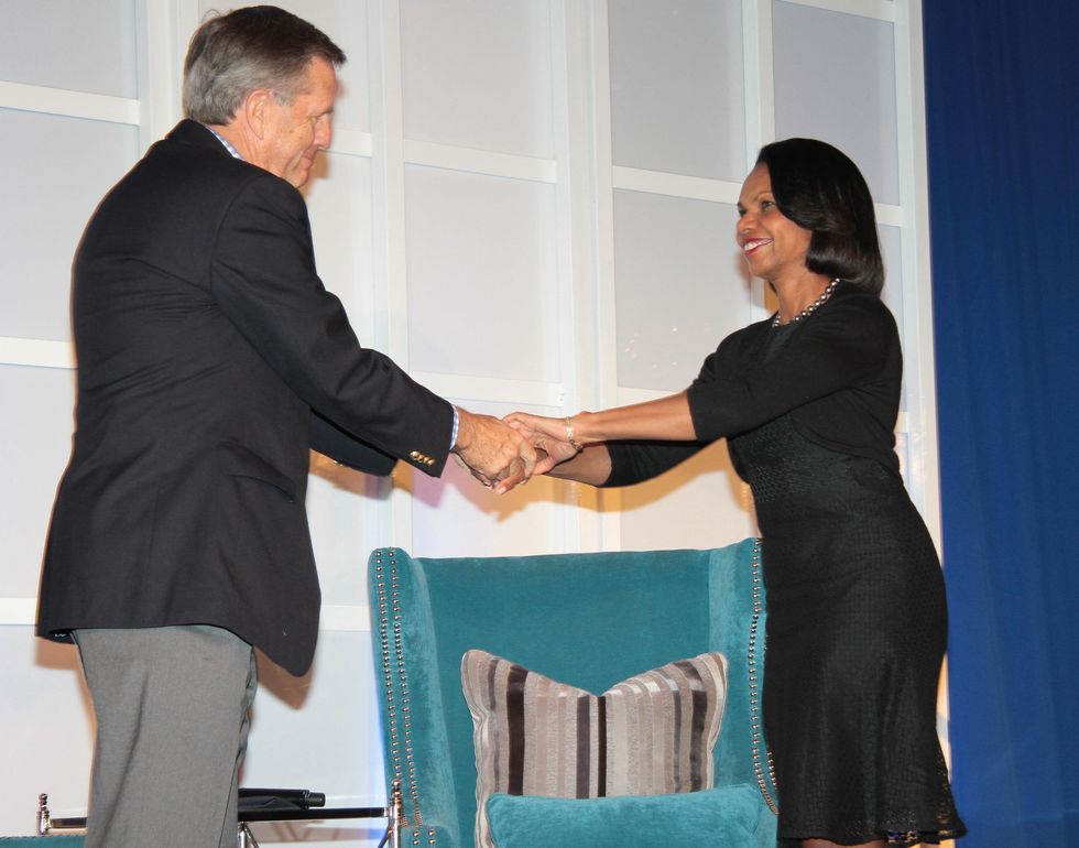 Brit Hume and Condoleezza Rice at the Houston Living Legend fundraiser dinner May 2014