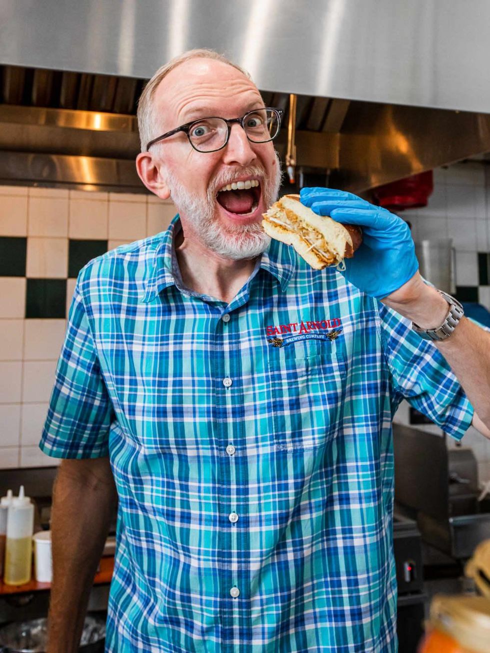 Brock Wagner Saint Arnold Antone's po boy