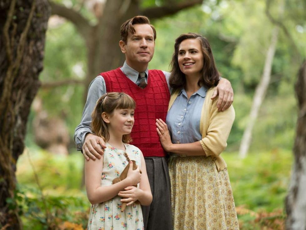 Bronte Carmichael, Ewan McGregor, and Hayley Atwell in Christopher Robin