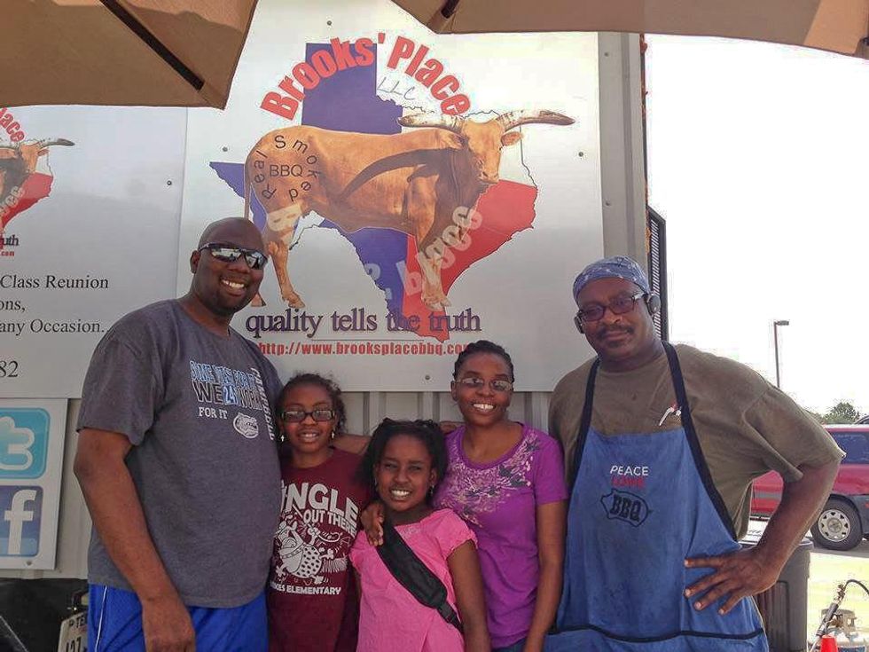 Brook's Place barbecue food truck with chef Trent Brooks, right, and customers