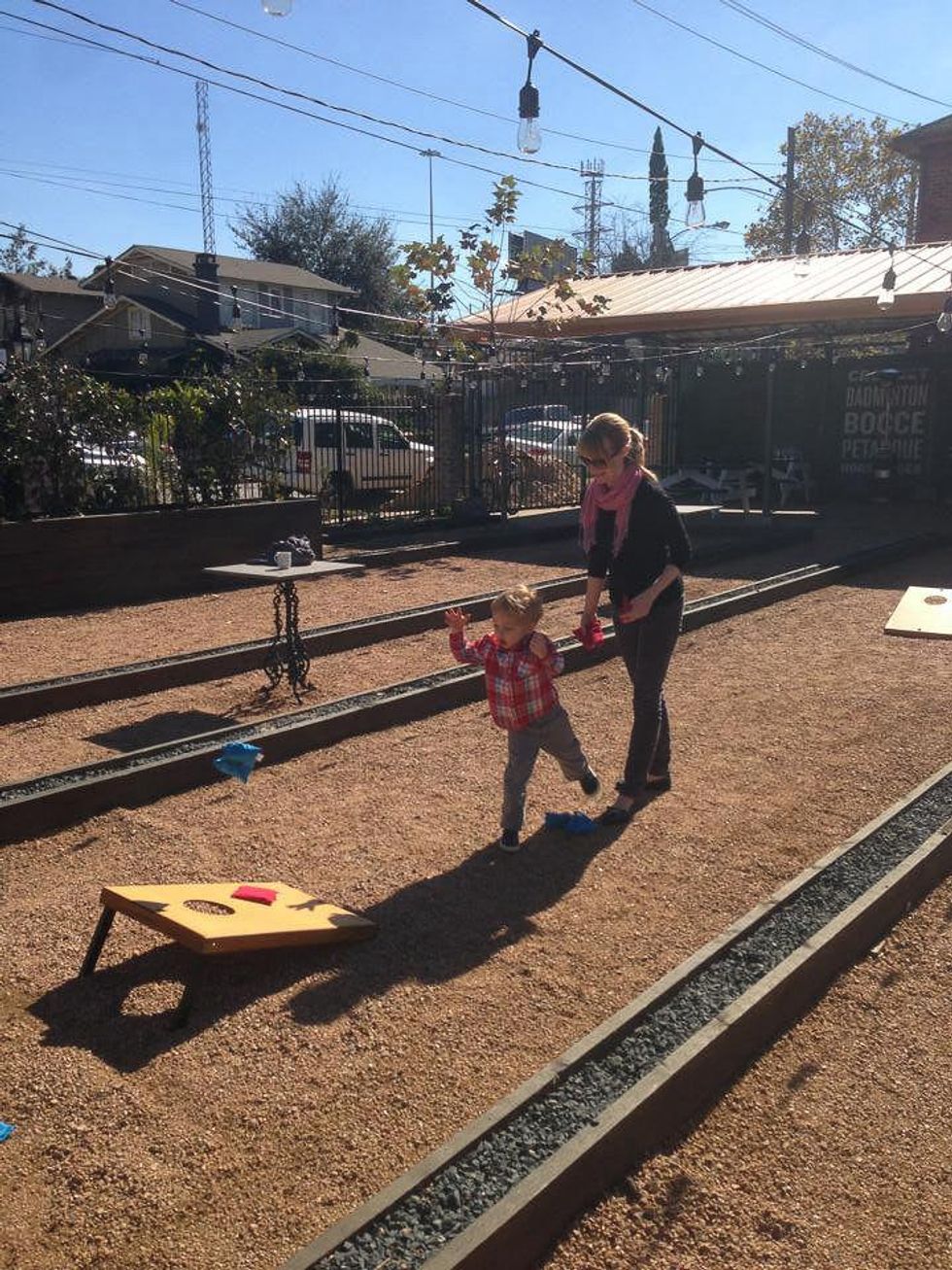 Brooklyn Athletic Club, Houston Chapter, back yard, bean bag, bocce ball