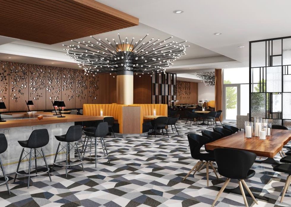 Bryan Caswell Oxbow 7 construction interior rendering dining room