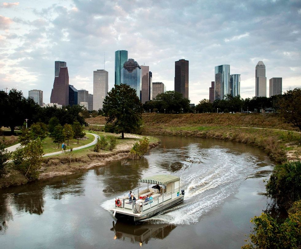 Buffalo Bayou boat tour boat bayou downtown
