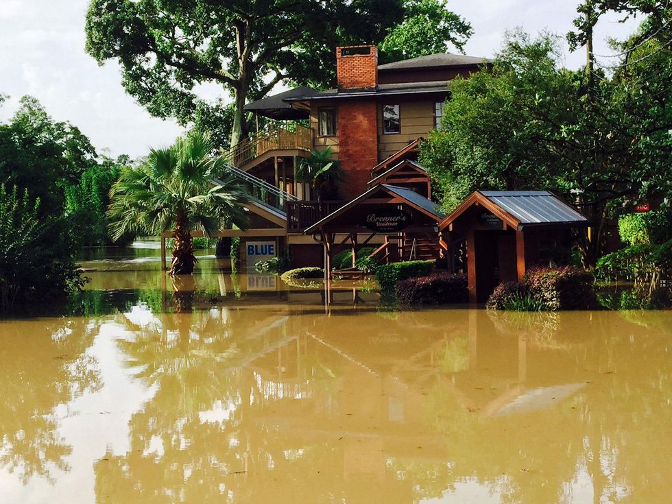 Buffalo Bayou overflow flooding near Brenner's on the Bayou