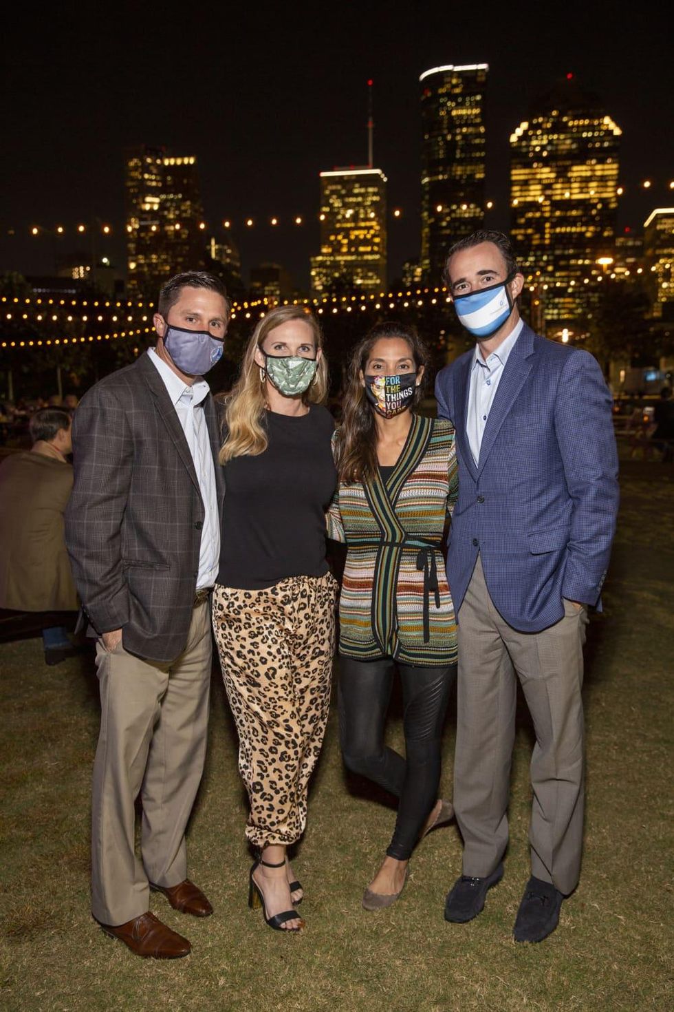 Buffalo Bayou Park picnic fifth anniversary Chris and Sara Elkins and Wendy and Shawn Cloonan