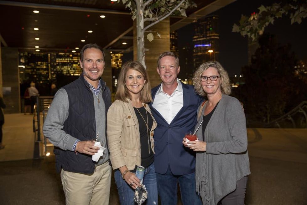 Buffalo Bayou Park picnic fifth anniversary Jonathan and Carrie Brinsden and Rob and Gretchen Bruce