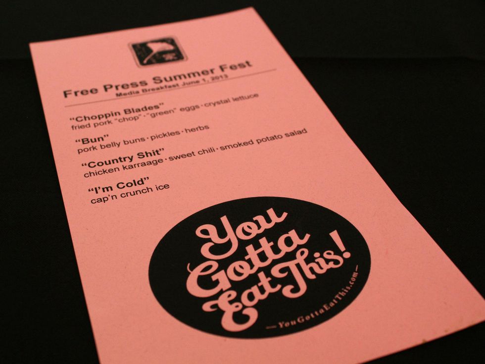 Bun B introduces You've Gotta Try This! blog at Free Press Summer Festival Uchi media breakfast