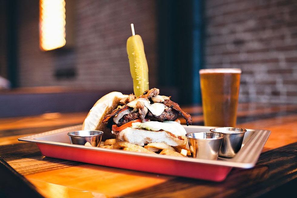 burger at Bovine and Barley