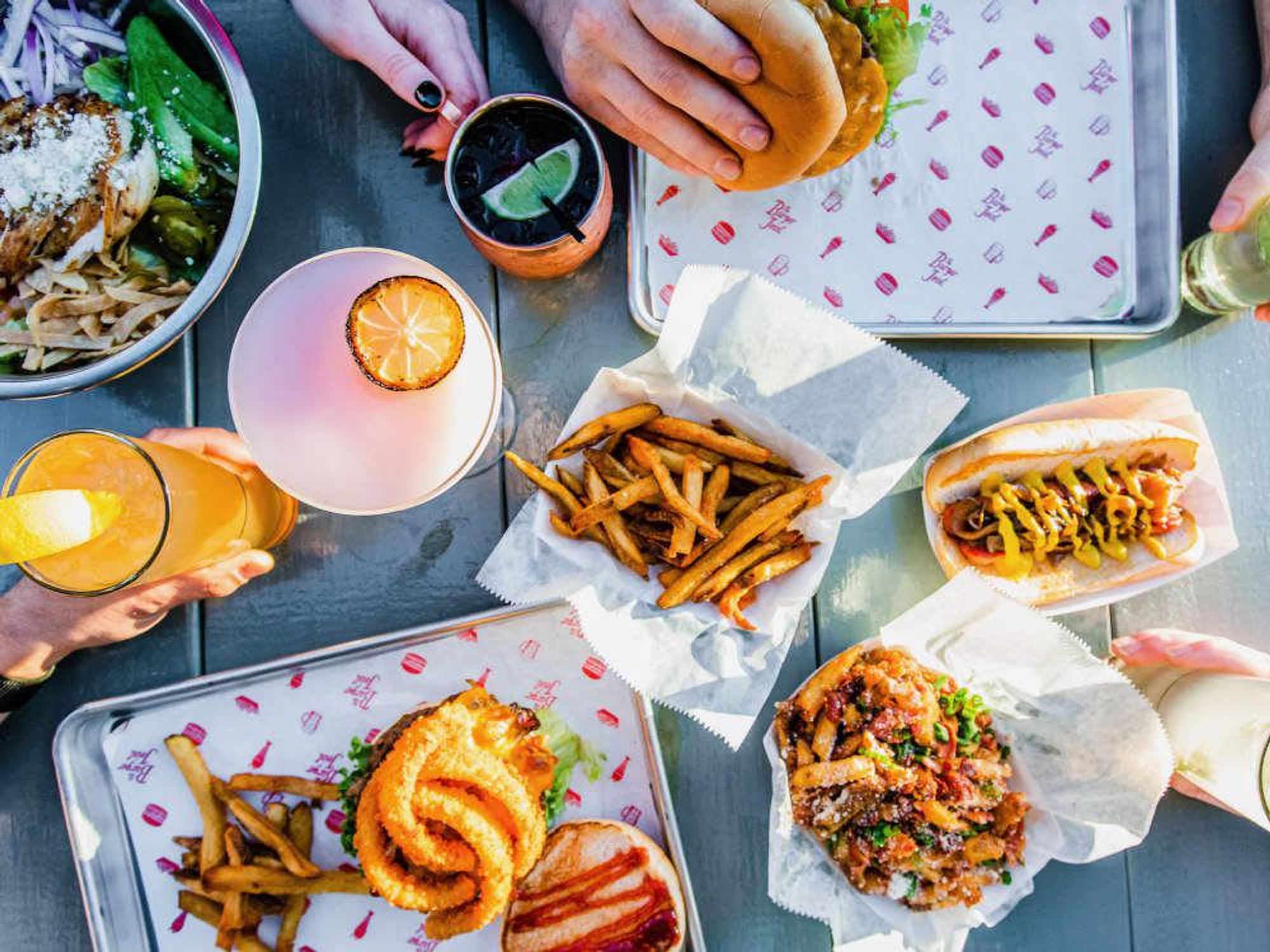 Burger Joint Heights food spread