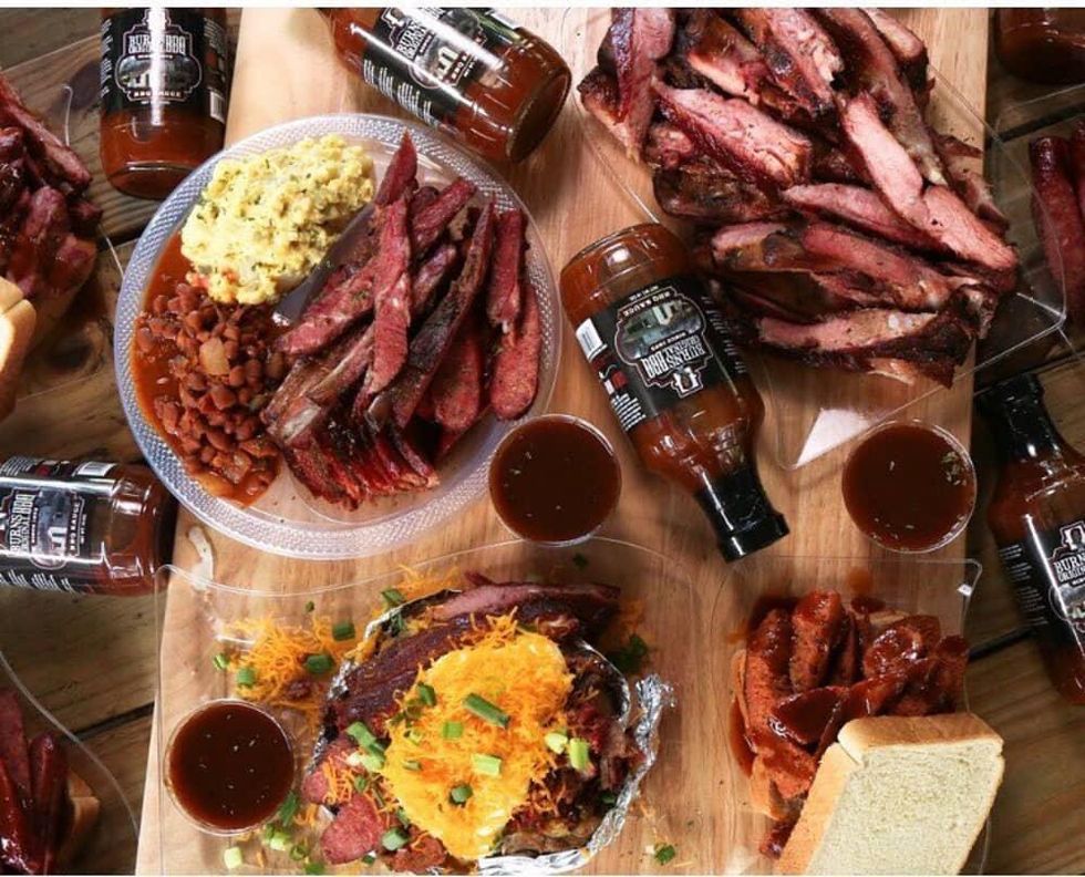 Burns Original BBQ catering spread
