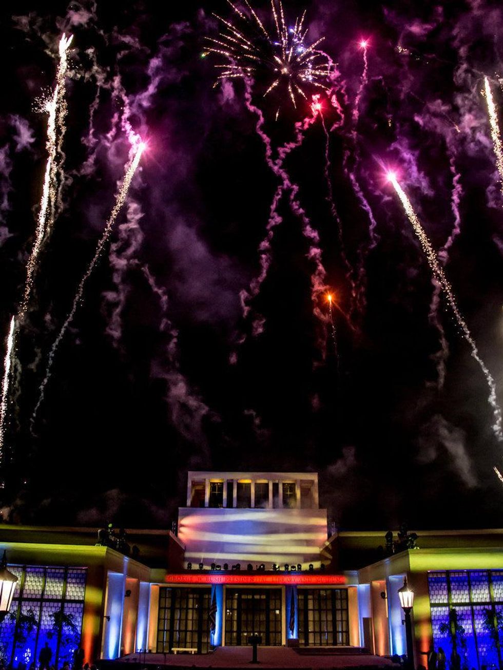 Bush Presidential Center, freedom lighting, crowd
