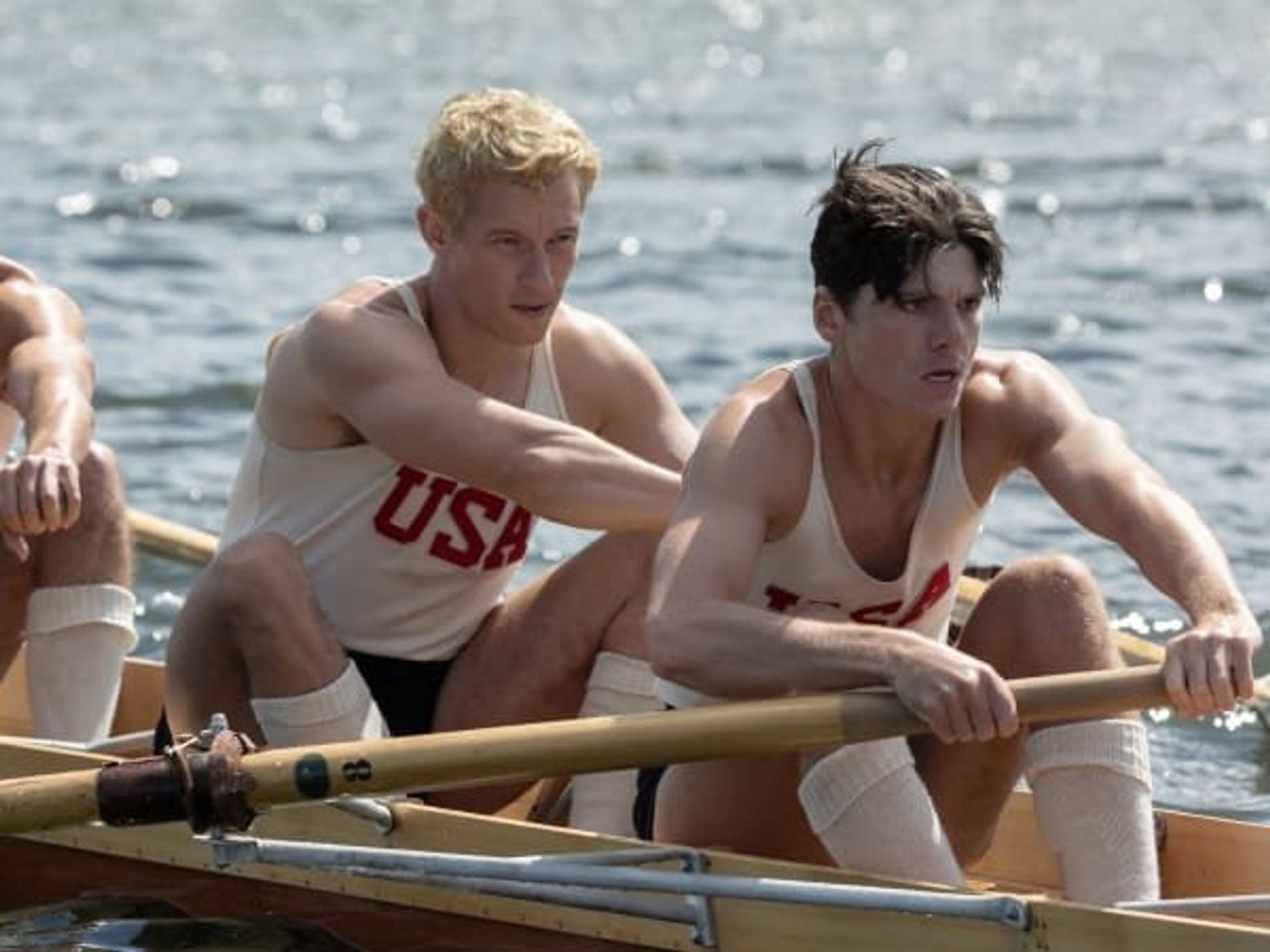 Callum Turner and Jack Mulhern in The Boys in the Boat