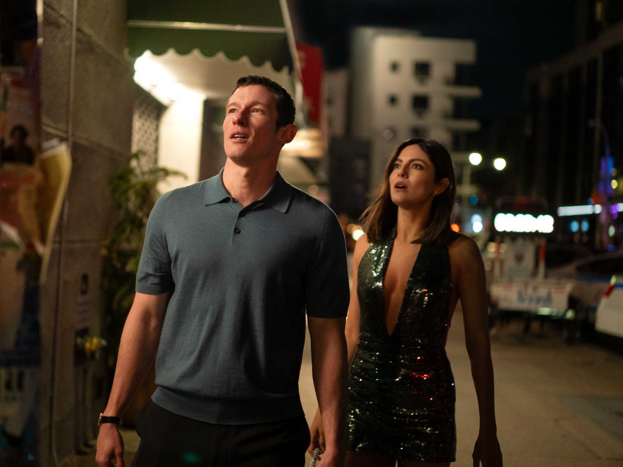 Callum Turner and Monica Barbaro in One Night Only