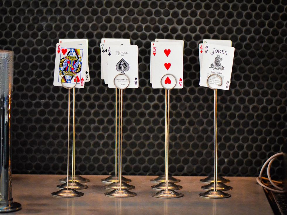 Camerata Houston wine bar July 2013 playing cards