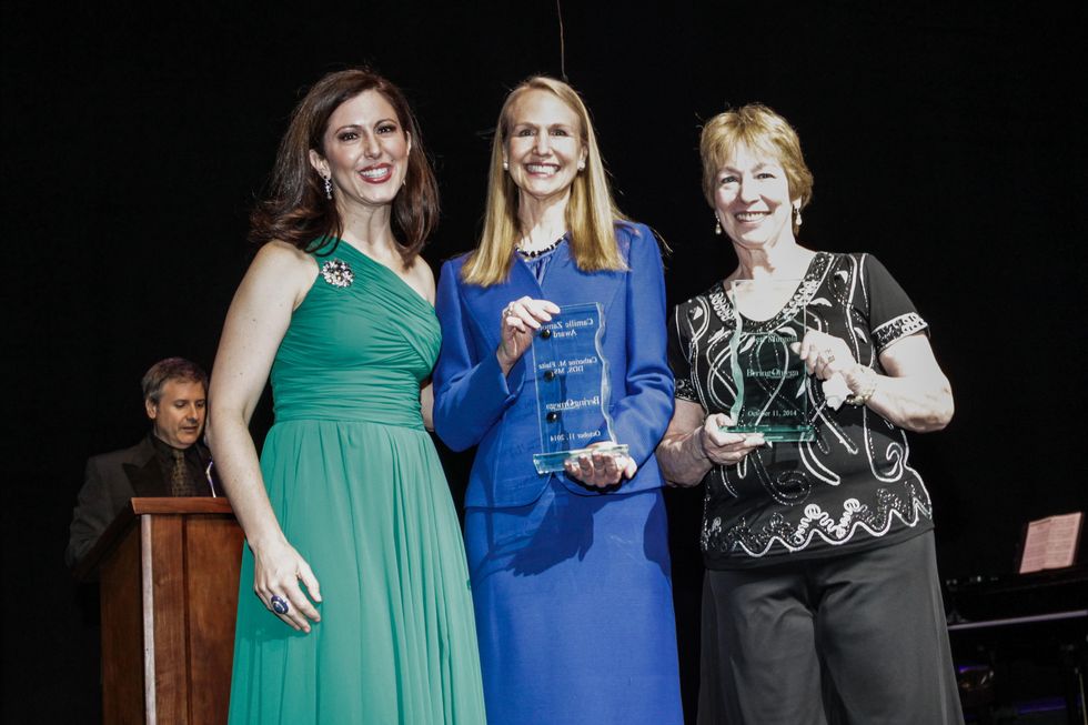 Camille Zamora, from left, Catherine Flaitz and Geri Murgola at the Bering Omega's Sing for Hope Event October 2014