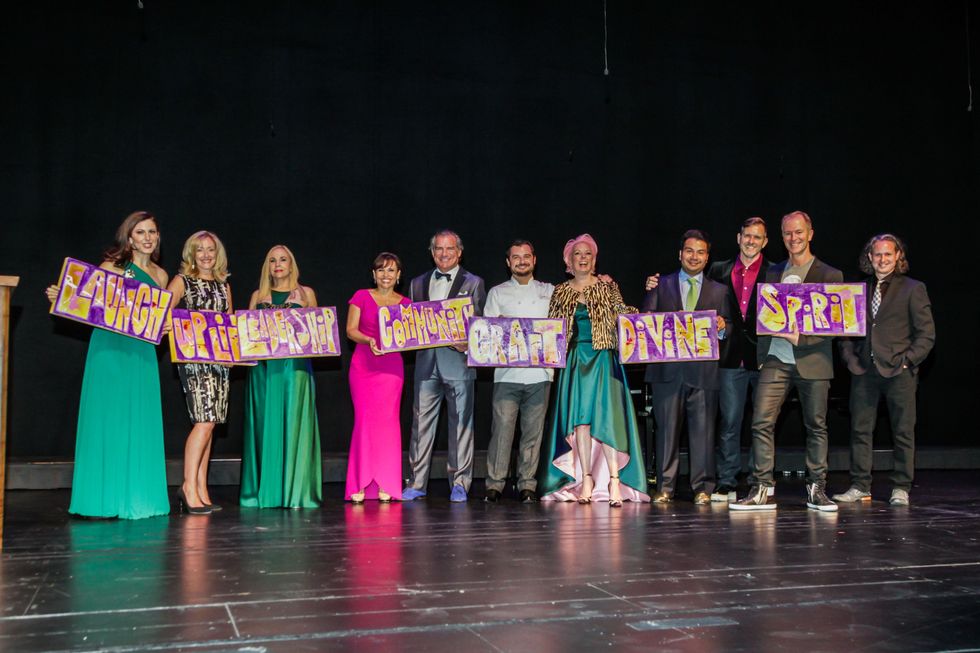 Camille Zamora, from left, Michelle Baden, Carolyn Farb, Lucia Cordua, Michael Cordua, David Cordua, Vivian Wise, Sergio Morales, Shannon Hall, Marcus Sloane and Taft McWhorter at the Bering Omega's Sing for Hope Event October 2014