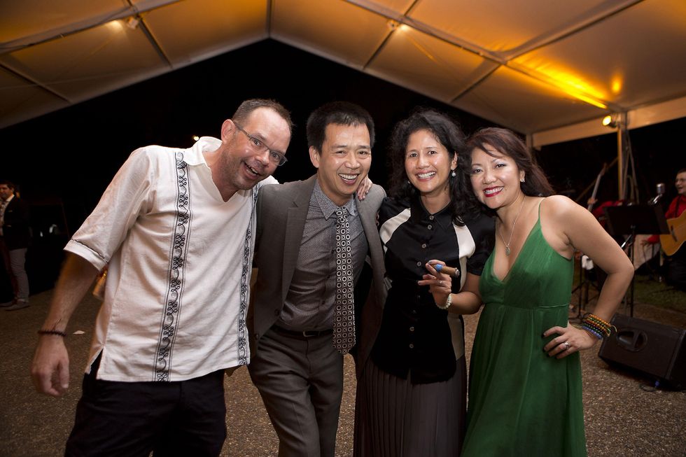 Camilo Parra, from left, Chung Nguyen, Bennie Flores Ansell and Thuy M. Tran at the Rothko Chapel Moonrise Party October 2014
