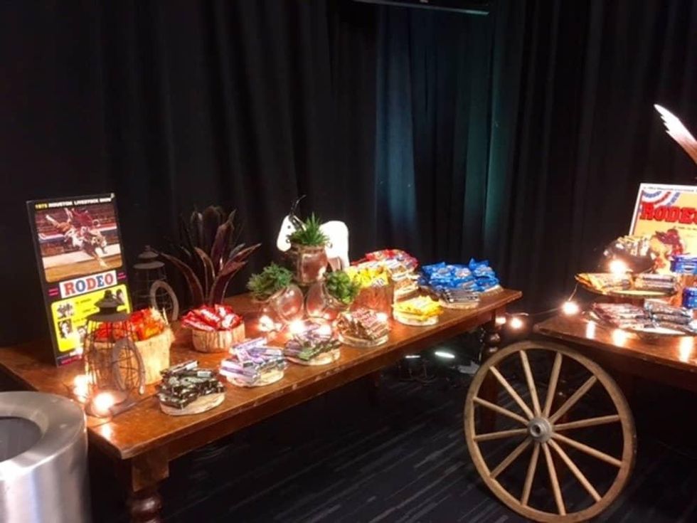 Candy table in entertainer's dressing room at RodeoHouston