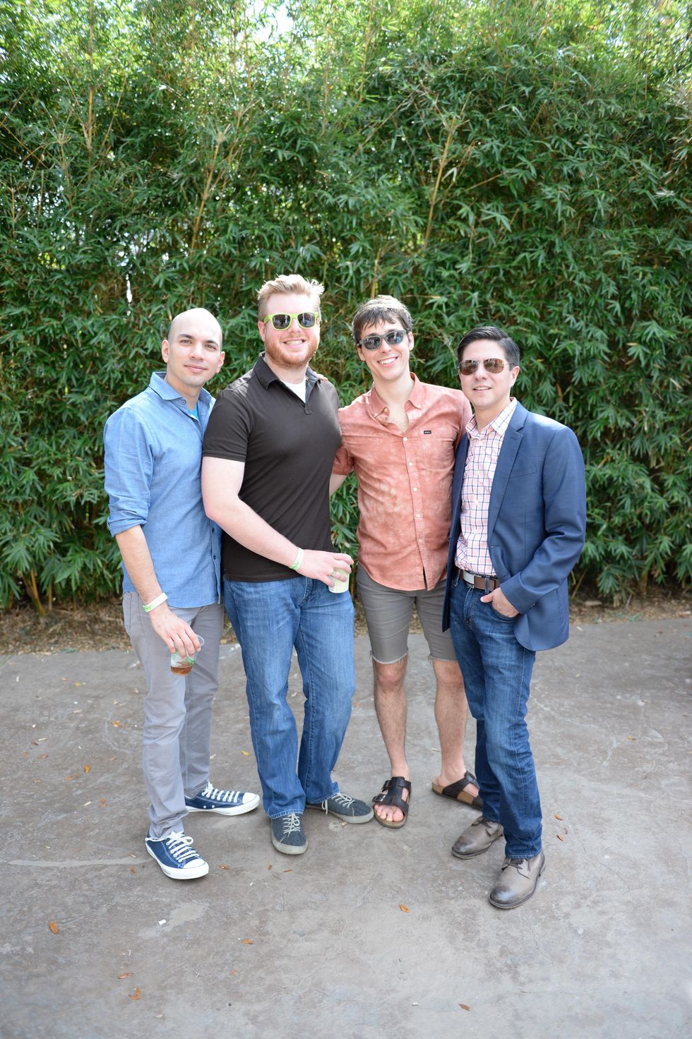Carlos Meltzer, from left, Teddy Butcher, Brandon Weinbrenner and Nick Espinosa at Houston's Young Professionals Flock to a Beastly Brunch at the zoo February 2015