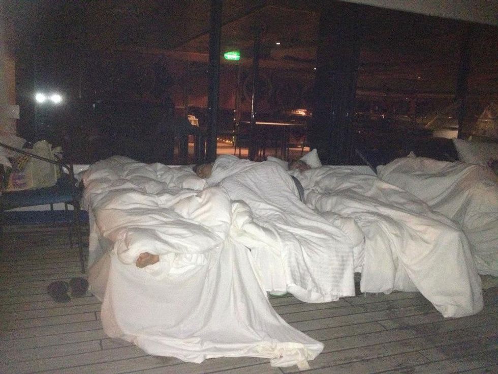 Carnival Triumph, sleeping outside