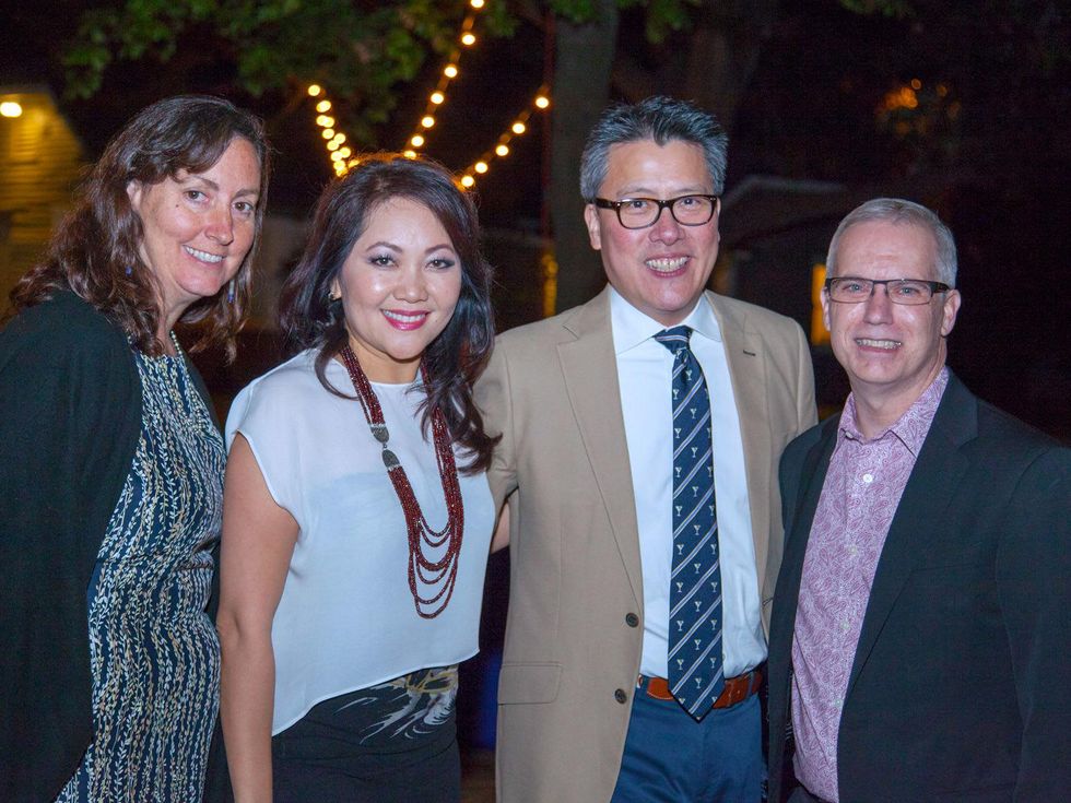 Carol Price, from left, Thuy Tran, Gary Gee and Michael DeVoll at Rothko Chapel's Moonrise Party on the Plaza October 2013