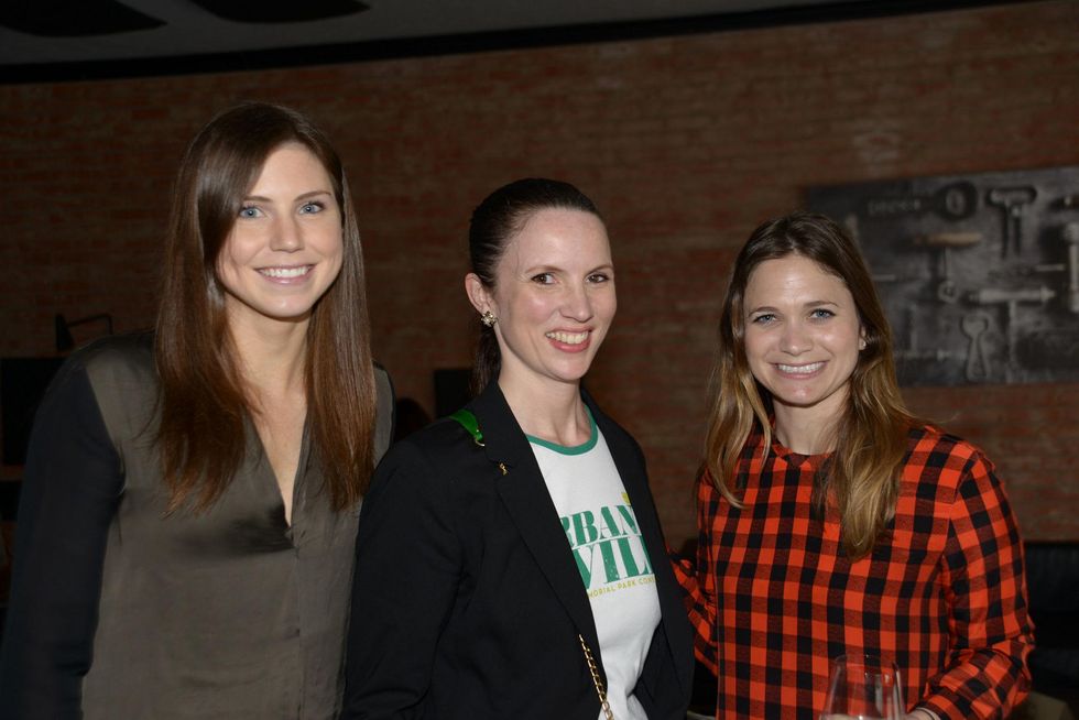 Caroline Dawson, from left, Cara Rudelson and Emily Goetz at the Urban Wild of Memorial Park Conservancy's Launch Party March 2015