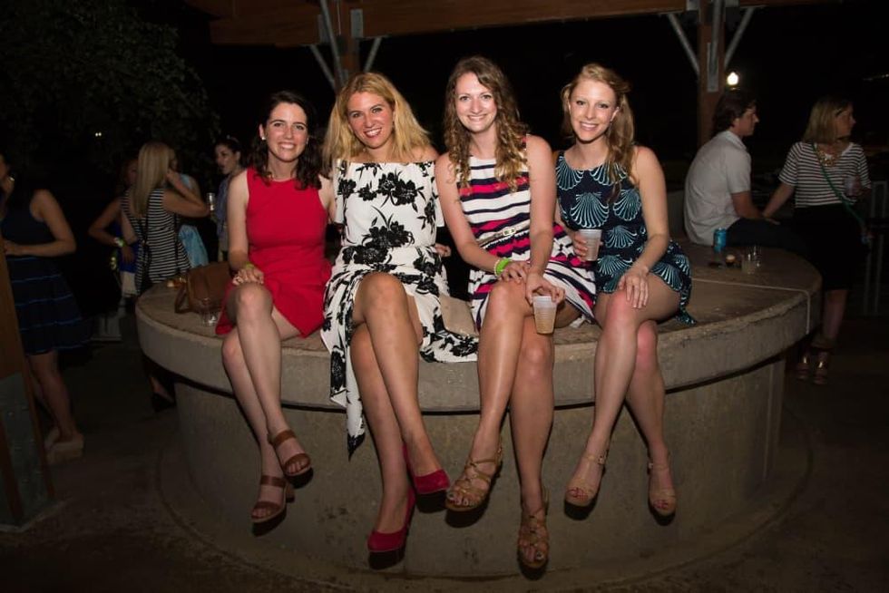 Carolyn Cooper, Sofia Frommer, Katie Magrogan, Alex Bush at Urban Green overboard party