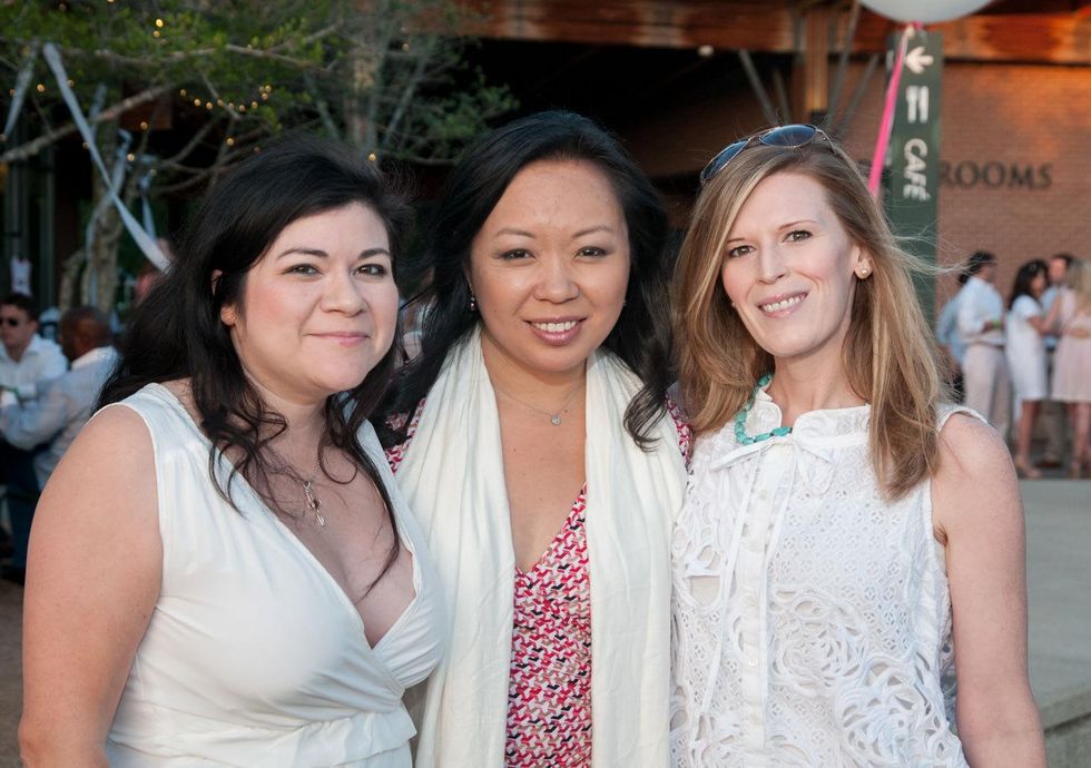Catarina Cron, from left, Miya Shay and Carey Kirkpatrick at the Urban Green Birthday en Blanc May 2014