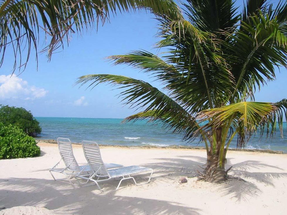 Cayman Islands beach lounge chairs ocean