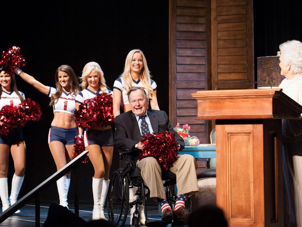 Celebration of Reading April 2013 Texans cheerleaders, George W. Bush, Barbara Bush