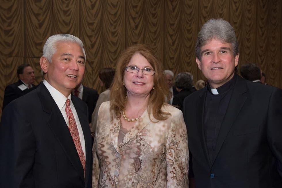 Center for Houston's Future luncheon, March 2016, Michael Jhin, Joni Baird, the Rev. Frank Rossi