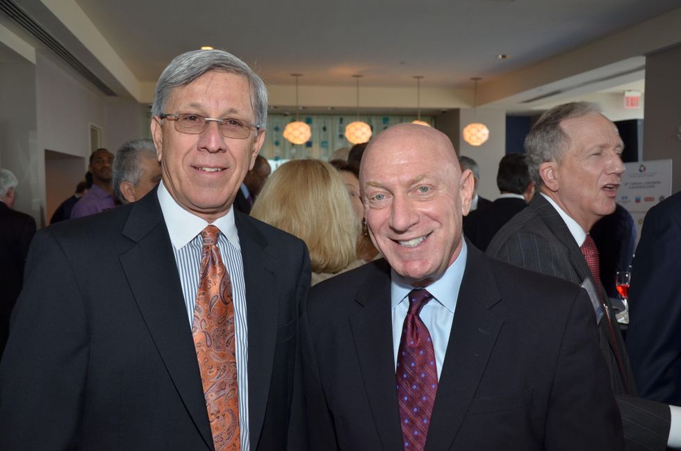 Ces\u00e1r Vasquez, left, and Dave Feldman at the Houston Hispanic Chamber of Commerce luncheon & business expo April 2015