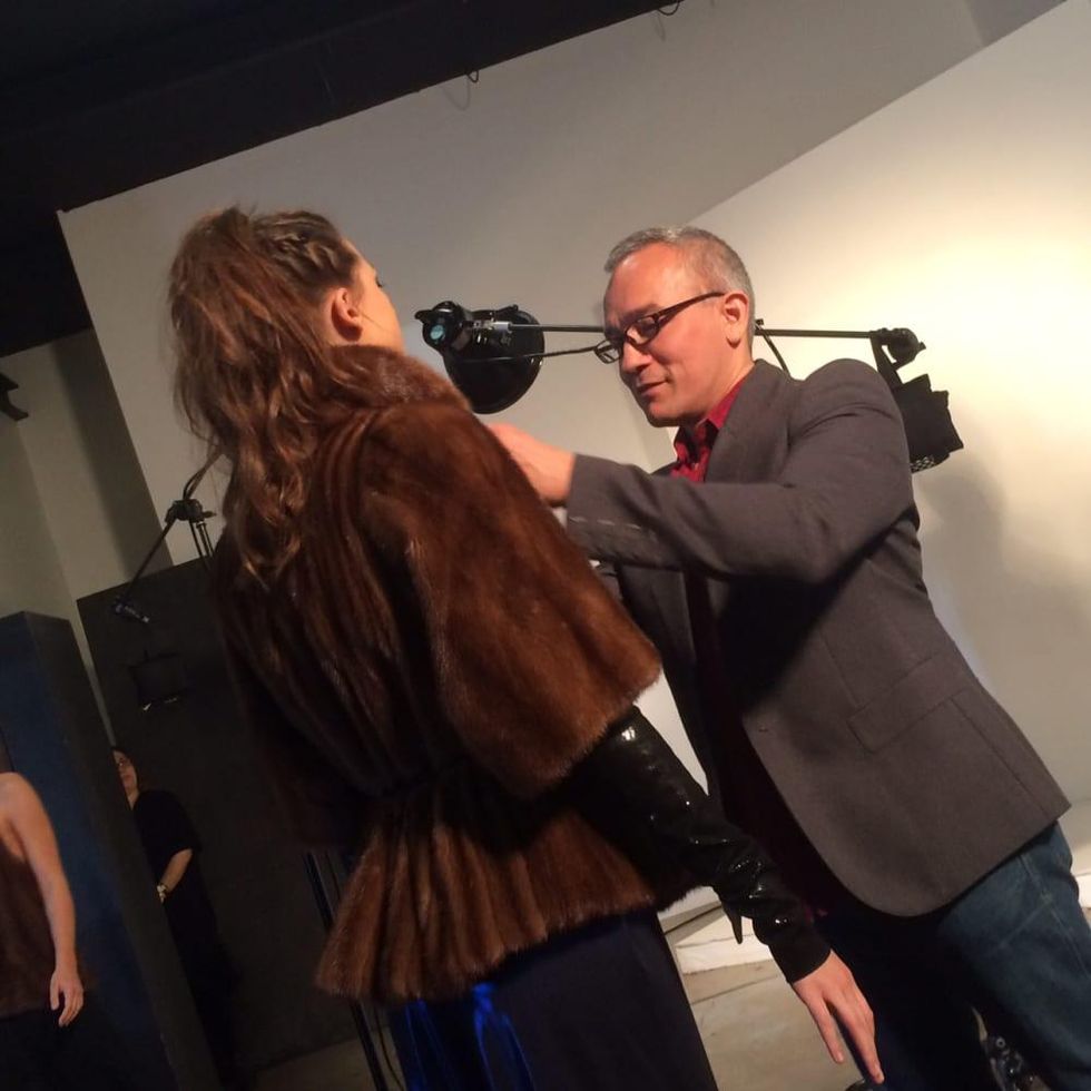 Cesar Galindo fall 2016 collection preparing model