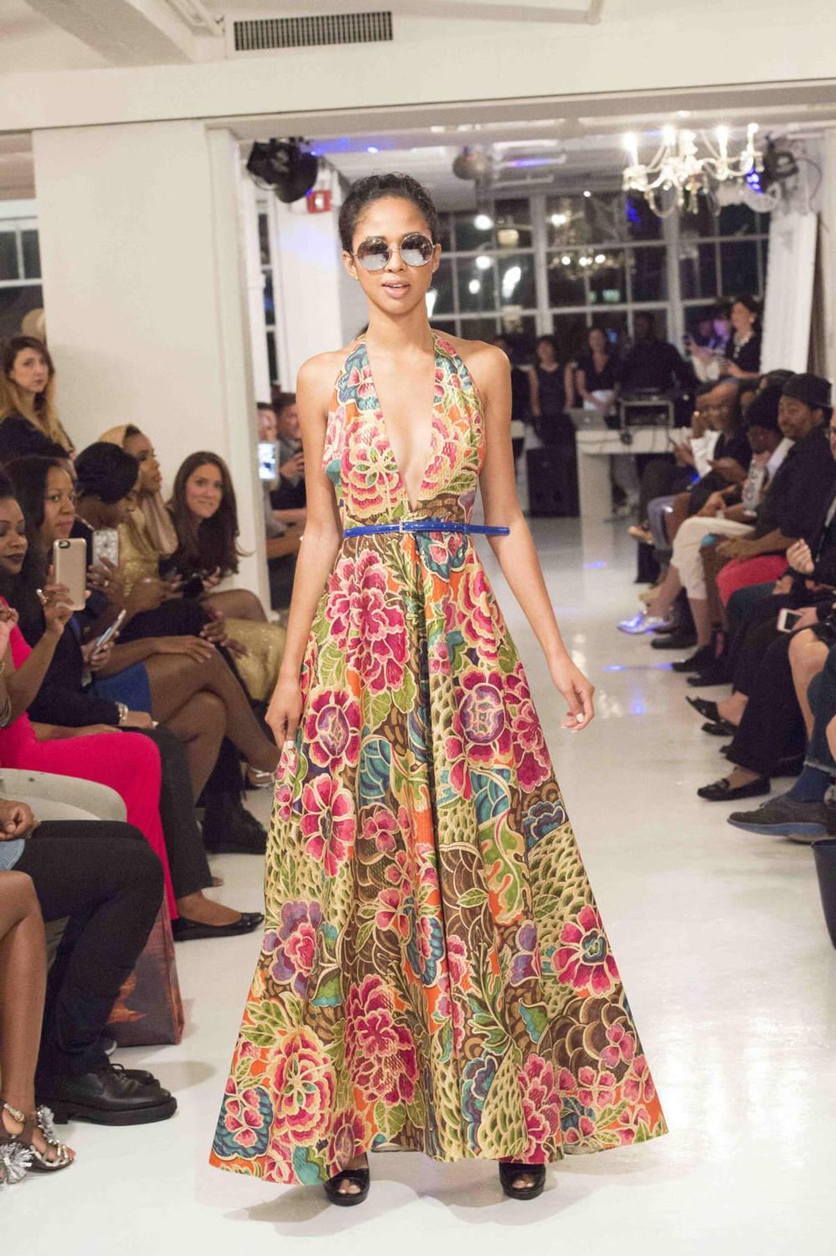 Czar by Cesar Galindo floral gown with plunging Vneck. CultureMap