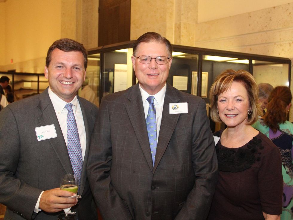Chad Muir, from left, Robert Hixon and Sarita Hixon at the San Jacinto Monument dinner November 2013