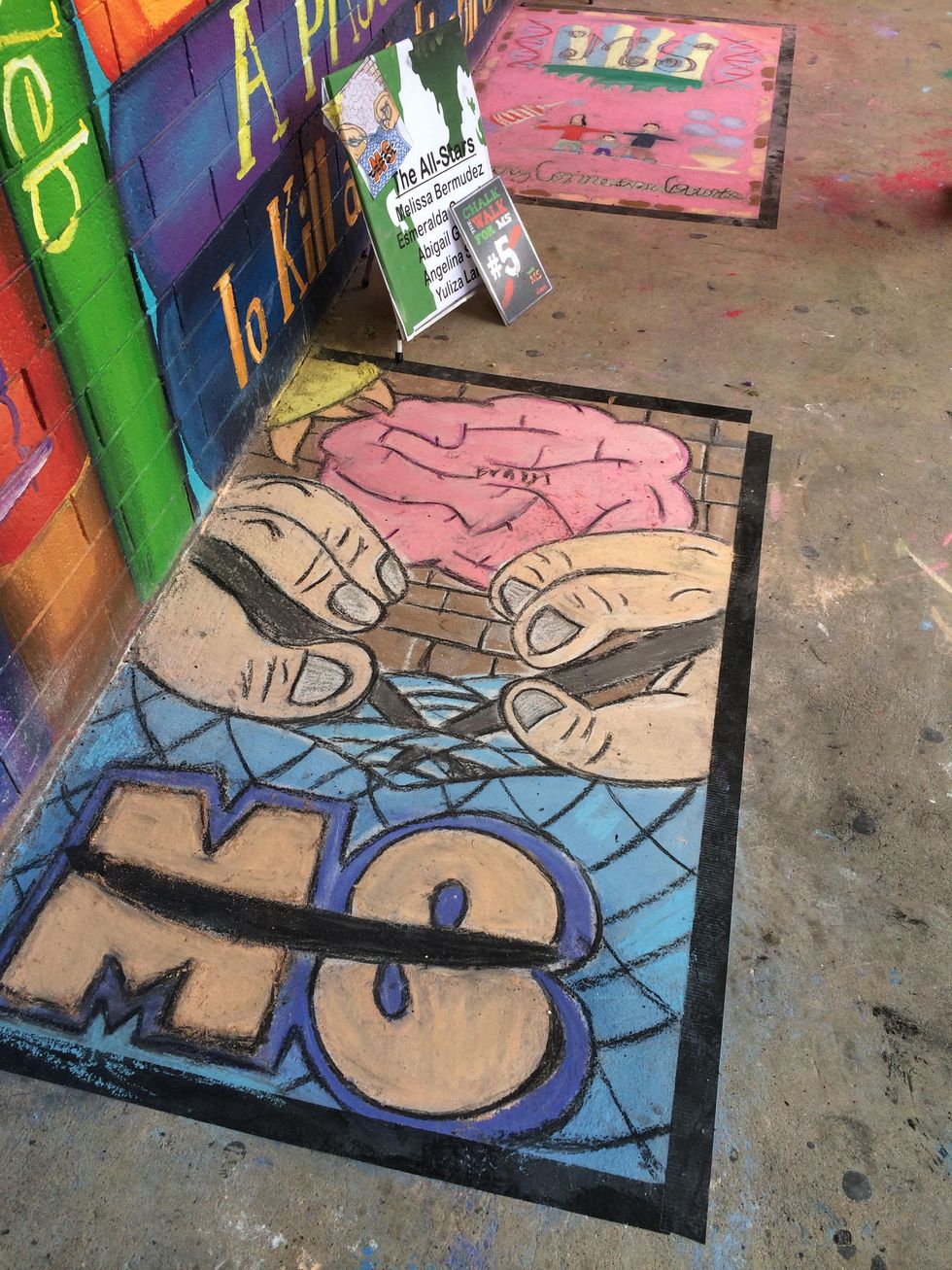 Chalk the Walk for MS sidewalk chalk art contest October 2013 1st place, The All Stars