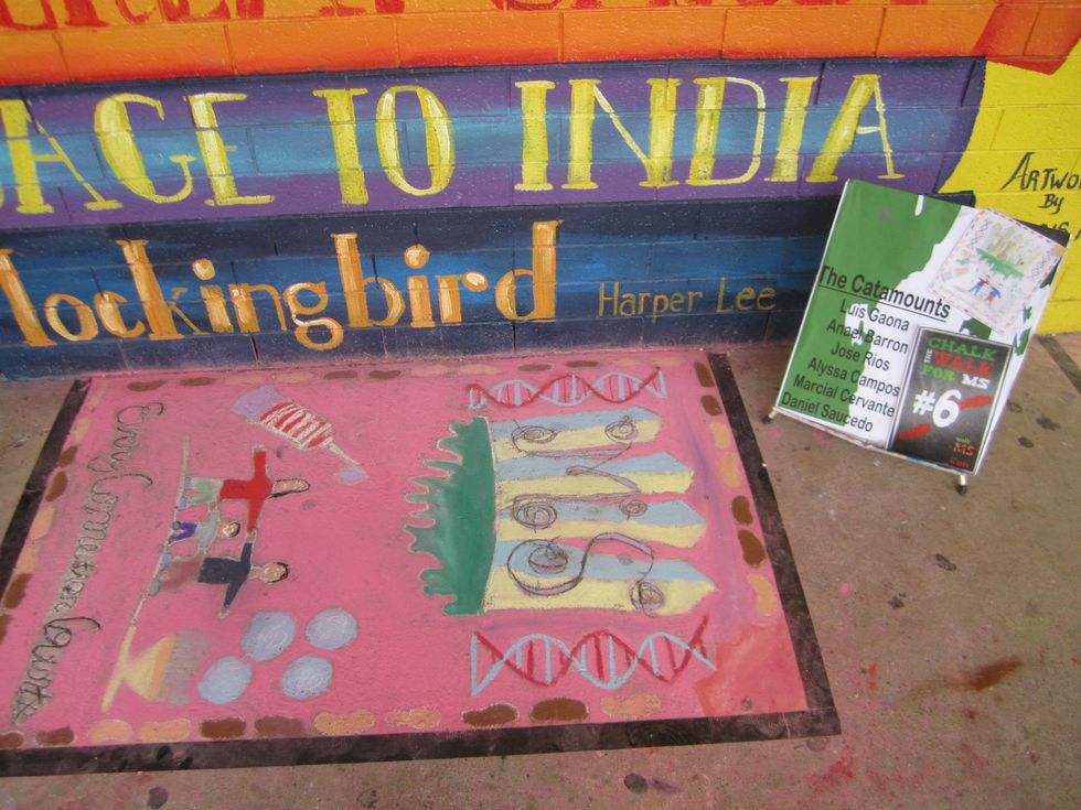 Chalk the Walk for MS sidewalk chalk art contest October 2013 3rd place Team Catamounts