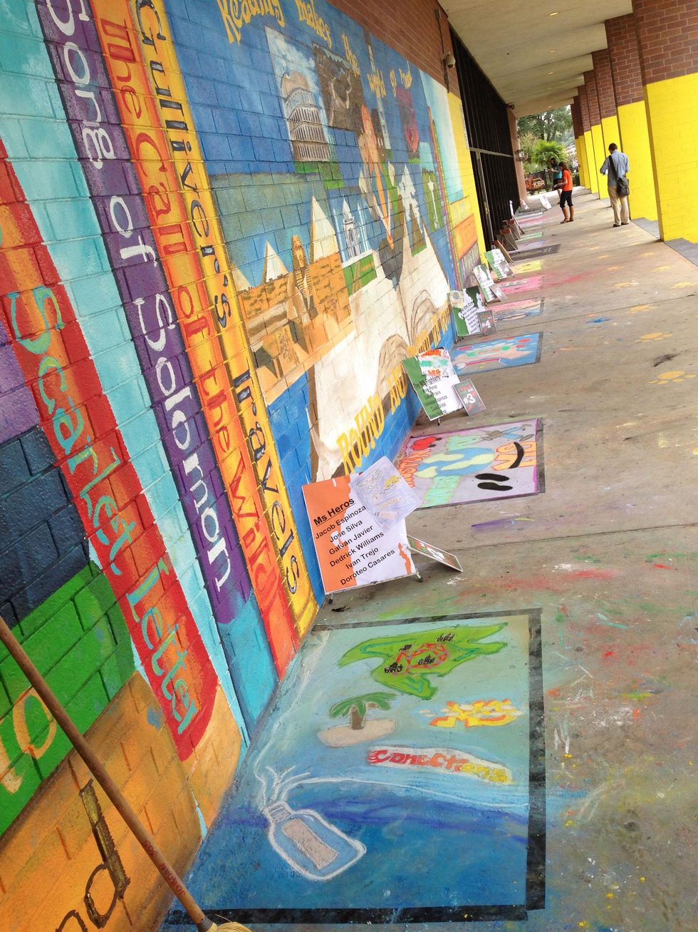 Chalk the Walk for MS sidewalk chalk art contest October 2013 overall shot