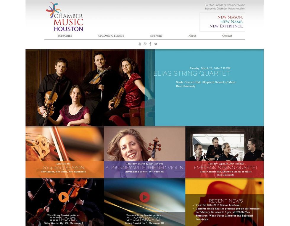 Chamber Music Houston website screenshoot