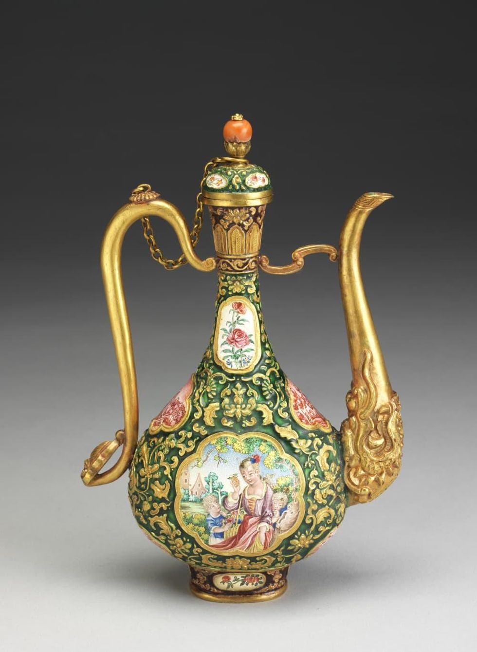 Champleve ewer with European figures in landscape, Qing Dynasty at Museum of Fine Arts, Houston